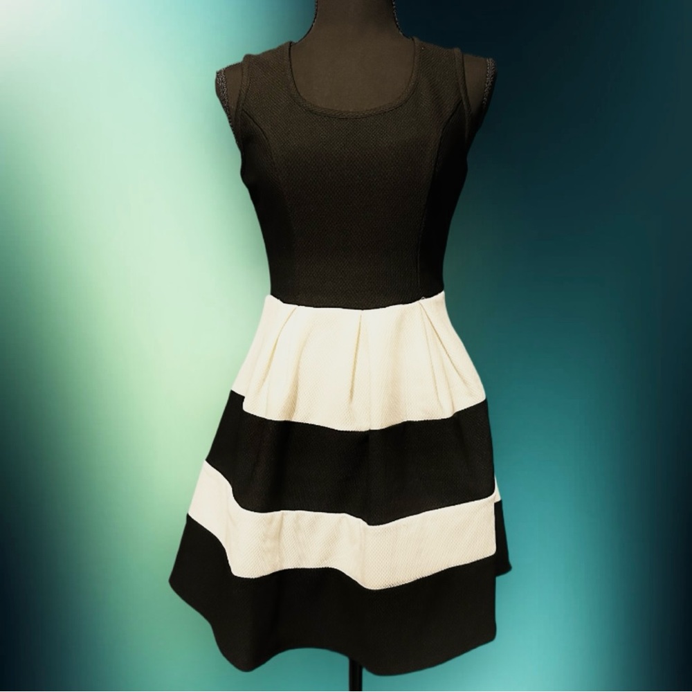 Black and White Sleeveless Dress